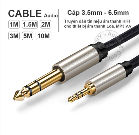 Dây cáp audio 3.5MM to 6.5MM hai đầu dương dài 2m Ugreen 10628 cao cấp